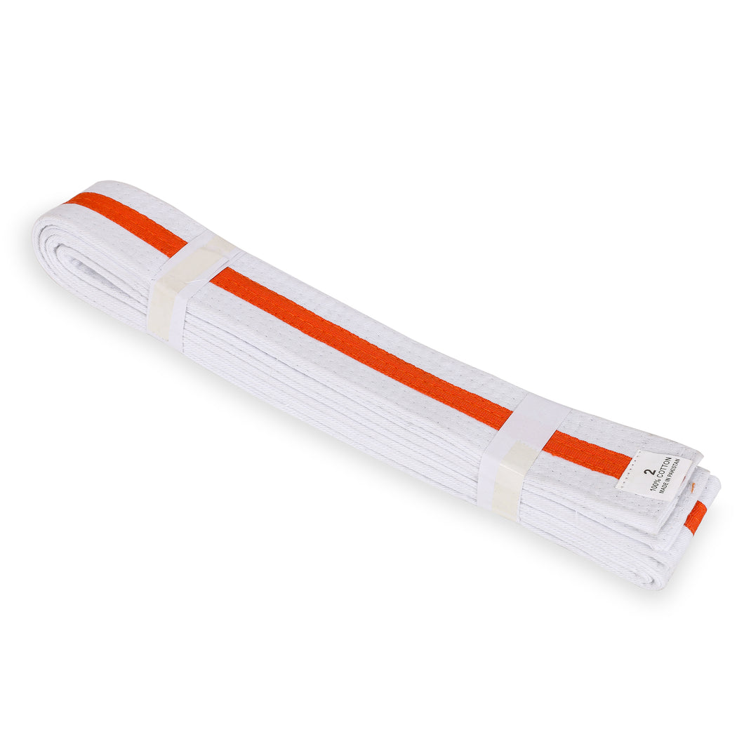 White Belt with Orange Stripe